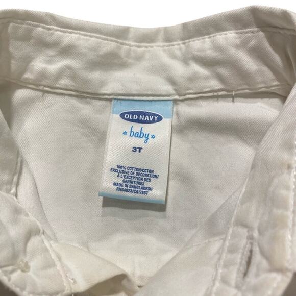 Old Navy Boys 3T Long Sleeve Button Down White Shirt Split Truck Appliqué Baby - Picture 3 of 5